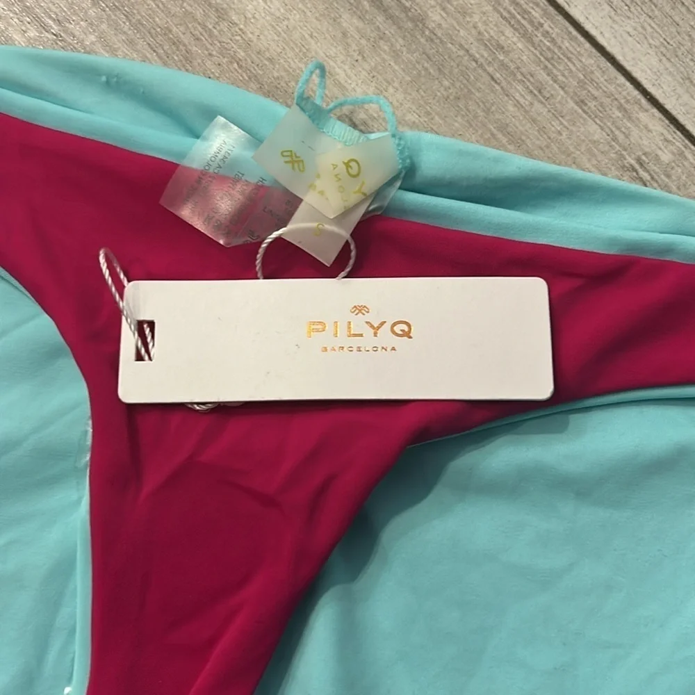 PILYQ blue pink full back bikini swim bottom size small